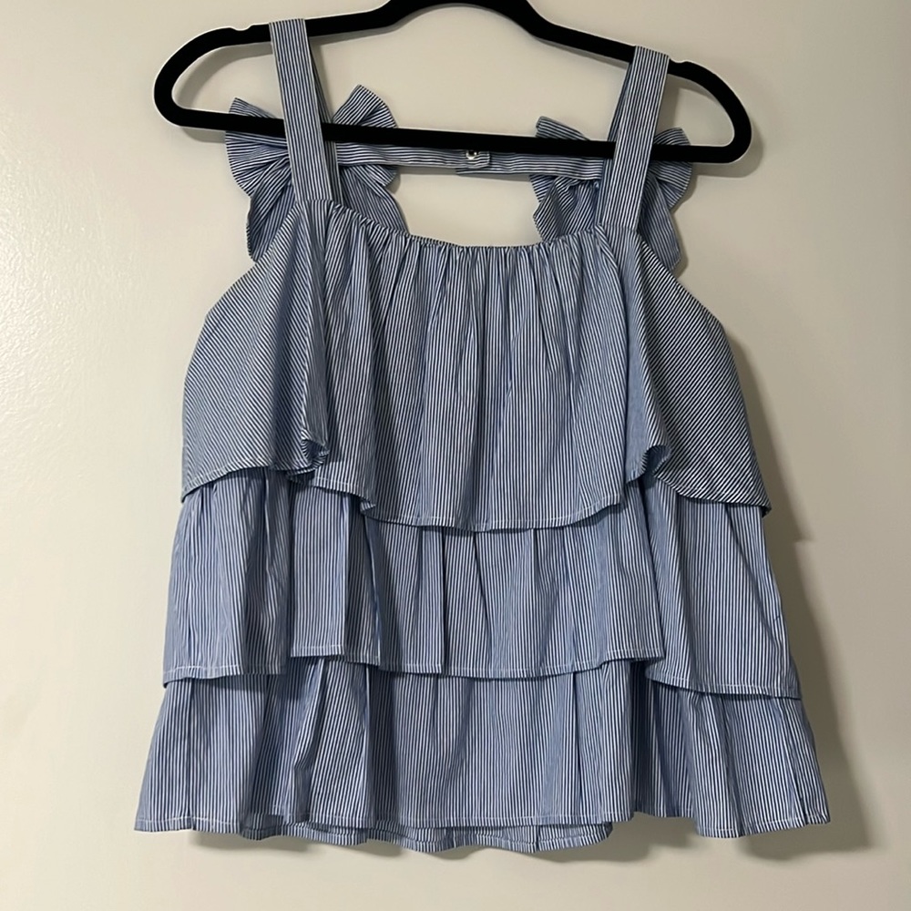Striped summer blouse. Blue/white.